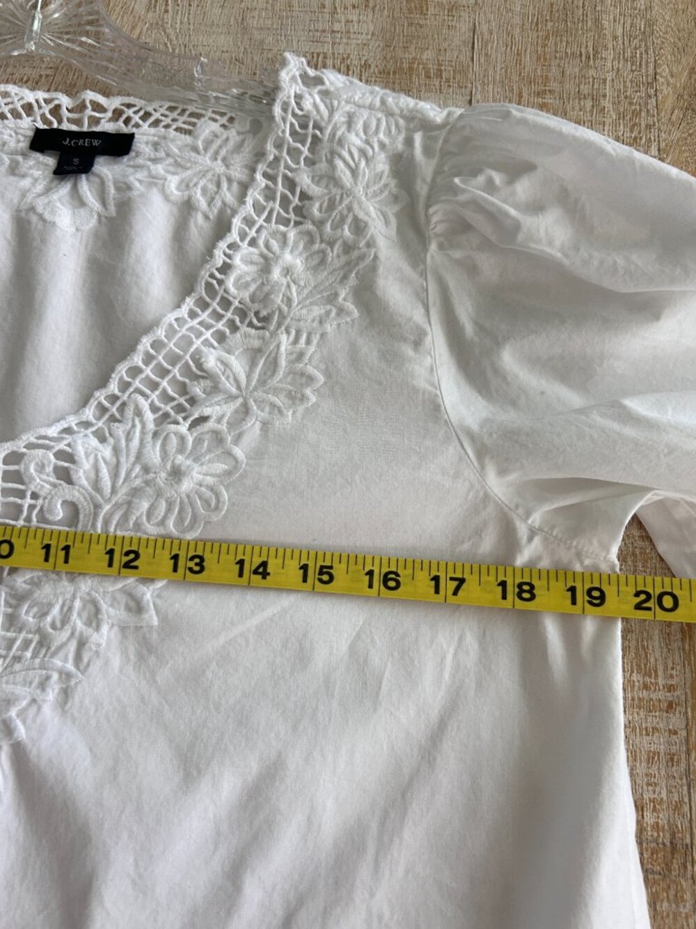 J. Crew White Floral Lace V-Neck Long Sleeve Blouse/Top/Shirt Cotton Size Small - Picture 6 of 7